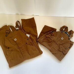 Two Carhartt Brown Overalls with Logo